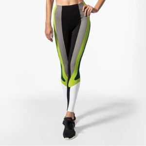High-Rise Colorblock Performance Leggings - Lime/Gray/Black/White